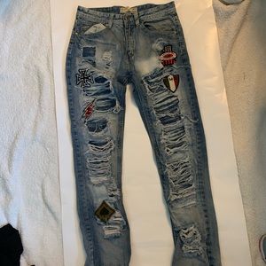 Vintage varsity patch jeans
